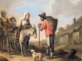 louis le nain a peasant family with a donkey and a dog before a cottage 600