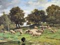 Shepherdess and Her Flock Charles Emile Jacque 1878 600