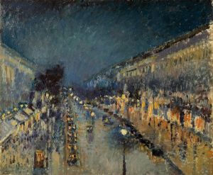 pissarro Boulevard Montmartre at Night 600