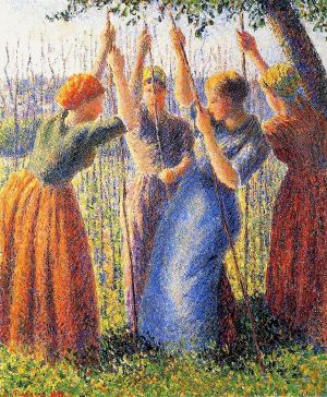 pissarropeasant women planting stakes 600